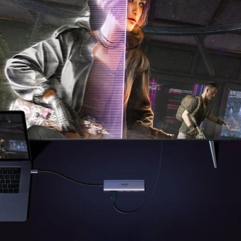  6w1 wielofunkcyjny HUB USB-C - 3x USB HDMI 4K czytnik kart SD i TF szary - zdj. dodatkowe 3