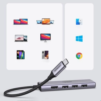  6w1 wielofunkcyjny HUB USB-C - 3x USB HDMI 4K czytnik kart SD i TF szary - zdj. dodatkowe 5