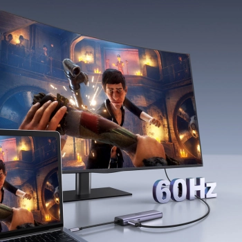  7w1 wielofunkcyjny HUB USB-C - 2x USB HDMI 4K czytnik kart SD i TF USB-C RJ45 1Gbps szary - zdj. dodatkowe 2