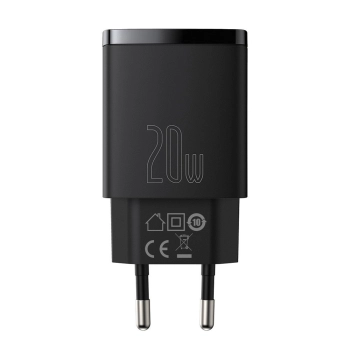  Szybka ładowarka sieciowa Compact USB USB-C 20W 3A PD QC 3.0 czarny - zdj. dodatkowe 1