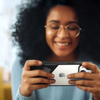  Sztywne etui z żelową ramką i podstawką do iPhone 13 Pro czarny - zdj. dodatkowe 3