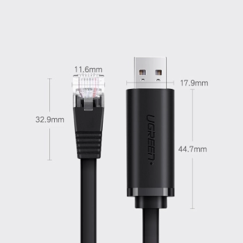  Kabel przewód konsolowy przejściówka USB - RJ45 skrętka ethernet 1.5m czarny - zdj. dodatkowe 9