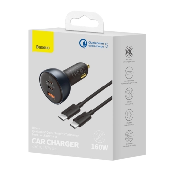  Szybka ładowarka samochodowa USB USB-C 160W PPS Quick Charge 5 PD szary - zdj. dodatkowe 4