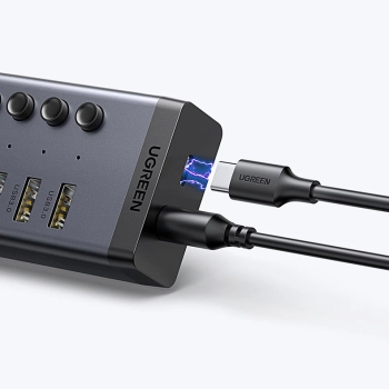  7w1 Wielofunkcyjny HUB rozdzielacz USB-C - 7x USB 3.0 PD DC 12V szary - zdj. dodatkowe 10