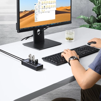  7w1 Wielofunkcyjny HUB rozdzielacz USB-C - 7x USB 3.0 PD DC 12V szary - zdj. dodatkowe 7