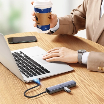  Wielofunkcyjny HUB adapter rozdzielacz USB 3.0 - 3x USB Ethernet RJ-45 USB-C PD szary - zdj. dodatkowe 9