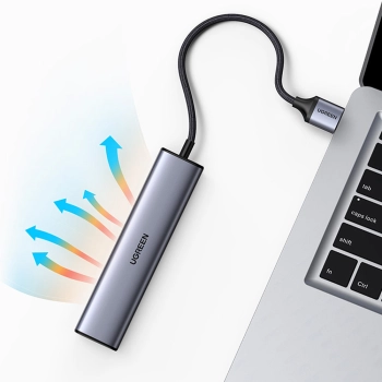  Wielofunkcyjny HUB adapter rozdzielacz USB 3.0 - 3x USB Ethernet RJ-45 USB-C PD szary - zdj. dodatkowe 2