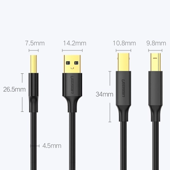  Kabel przewód USB Typ B do drukarki męski - USB 2.0 męski 480Mbps 1m czarny - zdj. dodatkowe 8