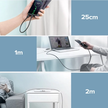  Kabel przewód przejściówka USB - USB-C Quick Charge 3.0 3A 0.25m czarny - zdj. dodatkowe 10