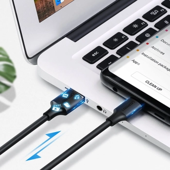 Kabel przewód przejściówka USB - USB-C Quick Charge 3.0 3A 0.25m czarny - zdj. dodatkowe 6