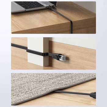  Płaski kabel sieciowy patchcord LAN RJ45 Ethernet Cat. 6 15m czarny - zdj. dodatkowe 2