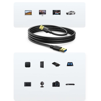  Kabel przewód USB - USB 3.2 3m czarny - zdj. dodatkowe 6