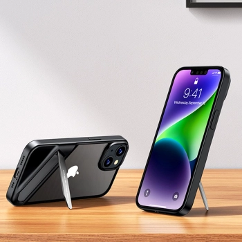  Sztywne etui z żelową ramką i wbudowaną podstawką do iPhone 14 Plus czarny - zdj. dodatkowe 7