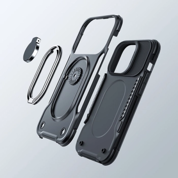  Etui do iPhone 14 Pro pancerny pokrowiec z podstawką uchwytem ring holder czarne - zdj. dodatkowe 1