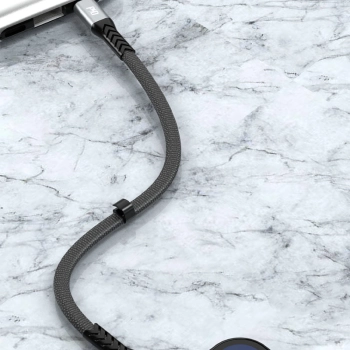  Kabel przewód płaski krótki do iPhone USB-C - Lightning L10P PD 20W 23cm czarny - zdj. dodatkowe 3