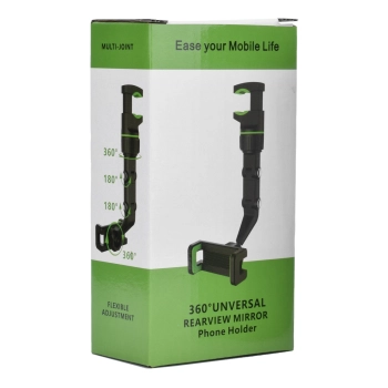  Uchwyt na telefon smartfon mocowany do lusterka wstecznego czarno-zielony - zdj. dodatkowe 4