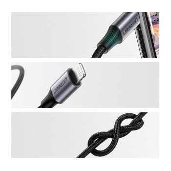  Kabel przewód audio AUX do iPhone MFI Lightning - 3.5 mmmini jack 1m szary - zdj. dodatkowe 5