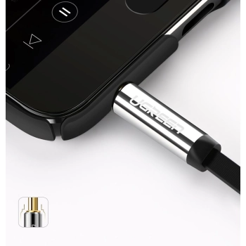  Kabel przewód płaski kątowy audio AUX 3.5mm minijack 0.5m czarny - zdj. dodatkowe 8