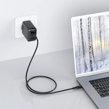 2w1 Ładowarka sieciowa 2x USB-C USB 65W + kabel USB-C czarny - zdj. dodatkowe 3