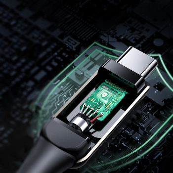  Kabel przewód w oplocie z ekranem LED USB-C 100W 20V 5A 2m czarny - zdj. dodatkowe 9