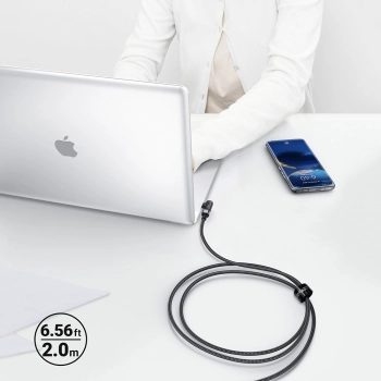  Kabel przewód kątowy w oplocie USB-C 100W 20V 5A 2m czarny - zdj. dodatkowe 9
