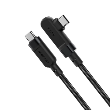  Kabel przewód kątowy w oplocie USB-C 100W 20V 5A 2m czarny - zdj. dodatkowe 1