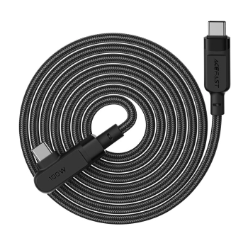  Kabel przewód kątowy w oplocie USB-C 100W 20V 5A 2m czarny - zdj. dodatkowe 3