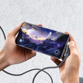  Kabel przewód kątowy w oplocie USB-C 100W 20V 5A 2m czarny - zdj. dodatkowe 5