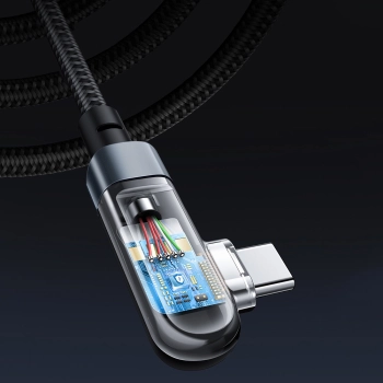 Kabel przewód kątowy w oplocie USB-C 100W 20V 5A 2m czarny - zdj. dodatkowe 7