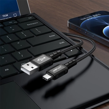  Kabel przewód w oplocie USB - USB-C 3A 1.2m czarny - zdj. dodatkowe 5