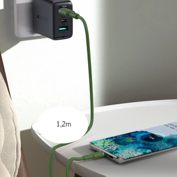  Kabel przewód USB-C 60W 20V 3A 1.2m zielony oliwkowy - zdj. dodatkowe 10