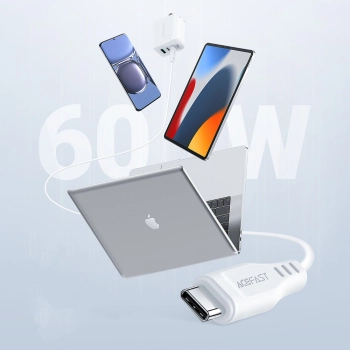  Kabel przewód do telefonu USB-C 60W 20V 3A 1.2m biały - zdj. dodatkowe 6