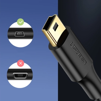  Kabel przewód USB - mini USB 5-pinowy pozłacany 0.5m czarny - zdj. dodatkowe 10