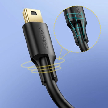  Kabel przewód USB - mini USB 5-pinowy pozłacany 0.5m czarny - zdj. dodatkowe 3