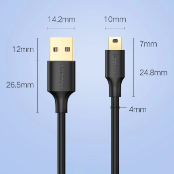  Kabel przewód USB - mini USB 5-pinowy pozłacany 0.5m czarny - zdj. dodatkowe 7