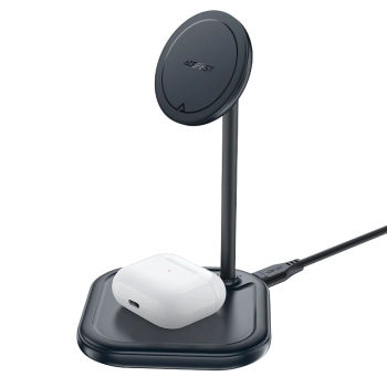  2w1 Ładowarka bezprzewodowa Qi 15W i stojak podstawka do iPhone i Apple AirPods E6 czarny - zdj. dodatkowe 1