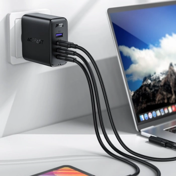  Szybka ładowarka sieciowa GaN 3x USB-C 1x USB-A + kabel kątowy USB-C 100W 2m czarny - zdj. dodatkowe 3