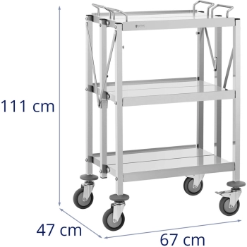  Wózek składany kelnerski cateringowy stal nierdzewna 3 półki do 90kg - zdj. dodatkowe 6
