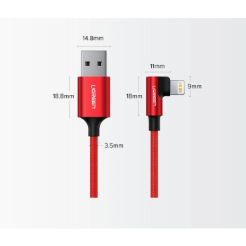  Kątowy kabel przewód do iPhone USB - Lightning MFI 2.4A 1m czarny - zdj. dodatkowe 9