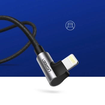  Kątowy kabel przewód do iPhone USB - Lightning MFI 2.4A 1m czarny - zdj. dodatkowe 4