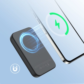  Mini Power Bank 10000mAh magnetyczny z ładowarką QC PD USB USB-C czarny - zdj. dodatkowe 2