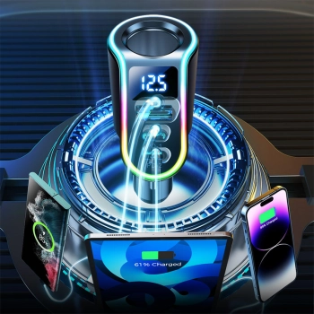  4w1 Szybka ładowarka samochodowa USB-A 2x USB-C PD 150W czarna - zdj. dodatkowe 6