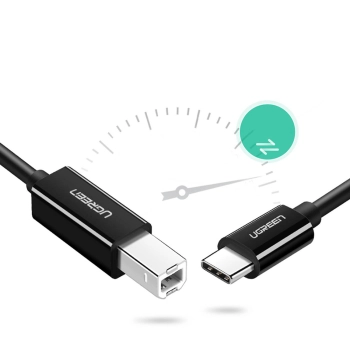  Kabel przewód do drukarki USB-C - USB-B 480Mb/s 2m czarny - zdj. dodatkowe 2