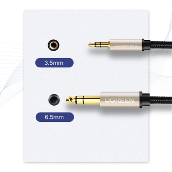  Kabel przewód przejściówka audio TRS mini jack 3.5mm - jack 6.35mm 1m szary - zdj. dodatkowe 7