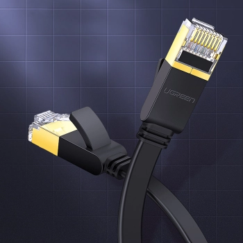  Kabel sieciowy internetowy płaski patchcord U/FTP Cat. 7 10Gb/s 0.5m czarny - zdj. dodatkowe 10