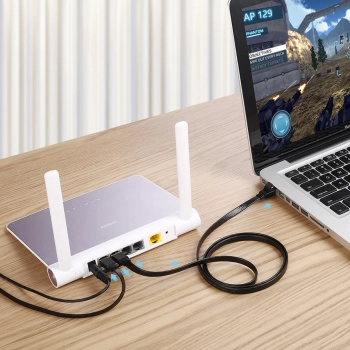  Kabel sieciowy internetowy płaski patchcord U/FTP Cat. 7 10Gb/s 0.5m czarny - zdj. dodatkowe 6