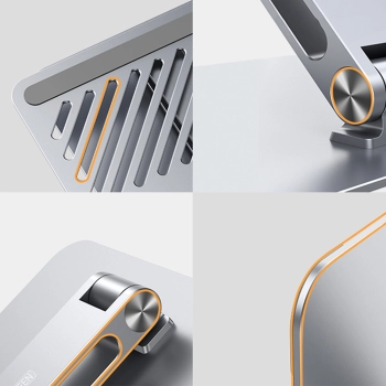  Stojak składana podstawka pod laptopa tablet do pracy na stojąco srebrny - zdj. dodatkowe 2