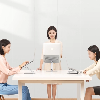  Stojak składana podstawka pod laptopa tablet do pracy na stojąco srebrny - zdj. dodatkowe 4