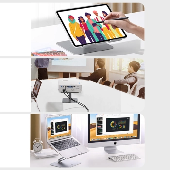  Stojak składana podstawka pod laptopa tablet do pracy na stojąco srebrny - zdj. dodatkowe 8