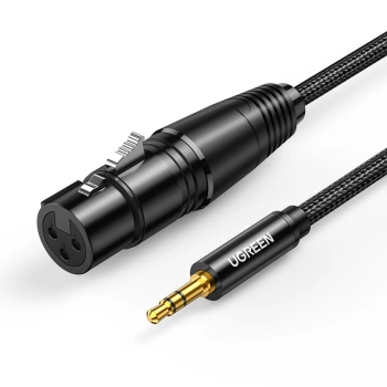 Kabel przewód audio 3.5mm mini jack (męski) - XLR (żeński) 1m czarny